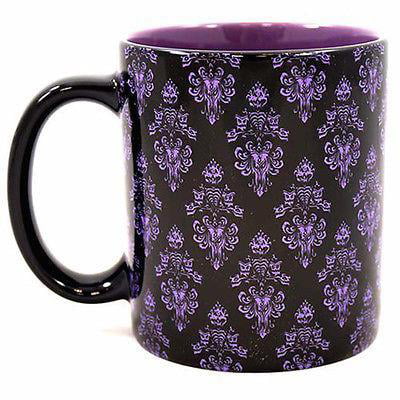 New Disney Parks Haunted Mansion Wallpaper Pattern Ceramic Purple Black Mug Cup